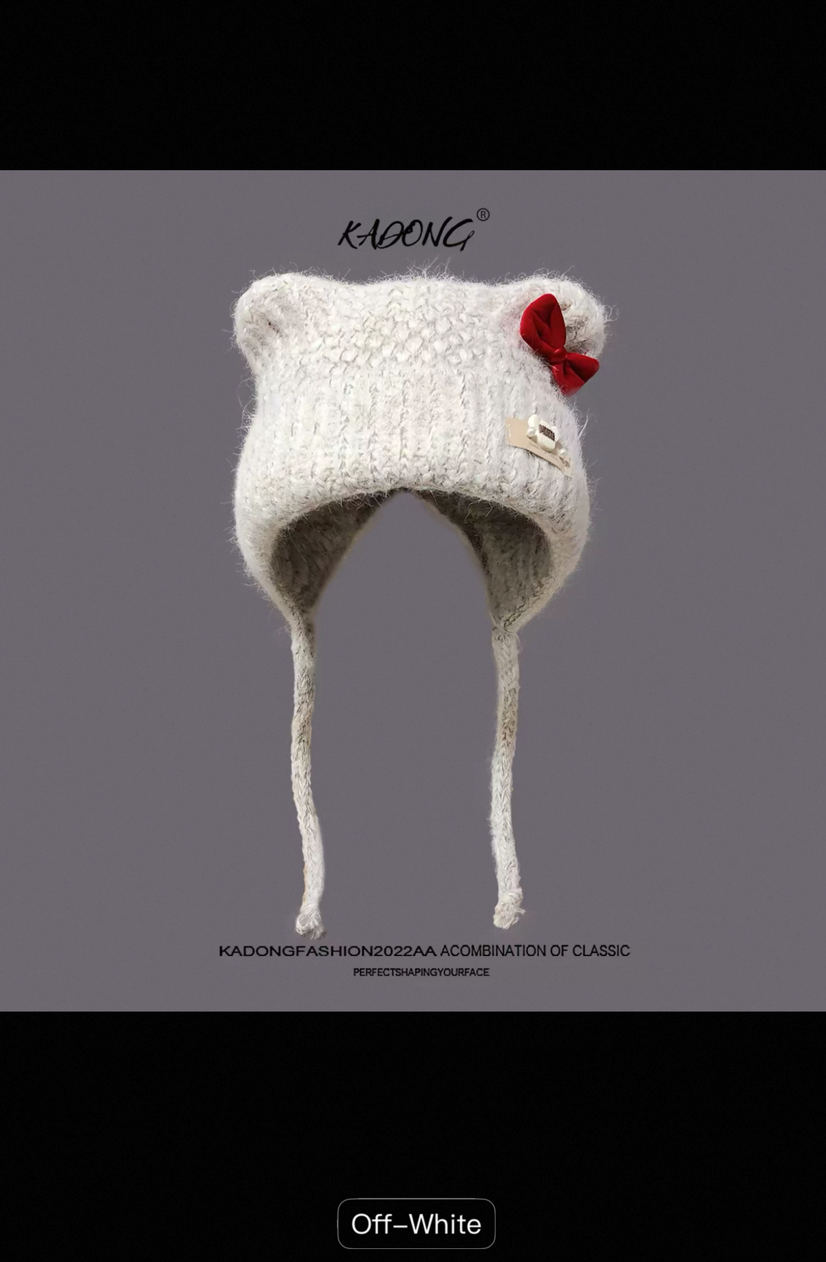 Cute Bear Ear Bow Knitted Plush Hat
