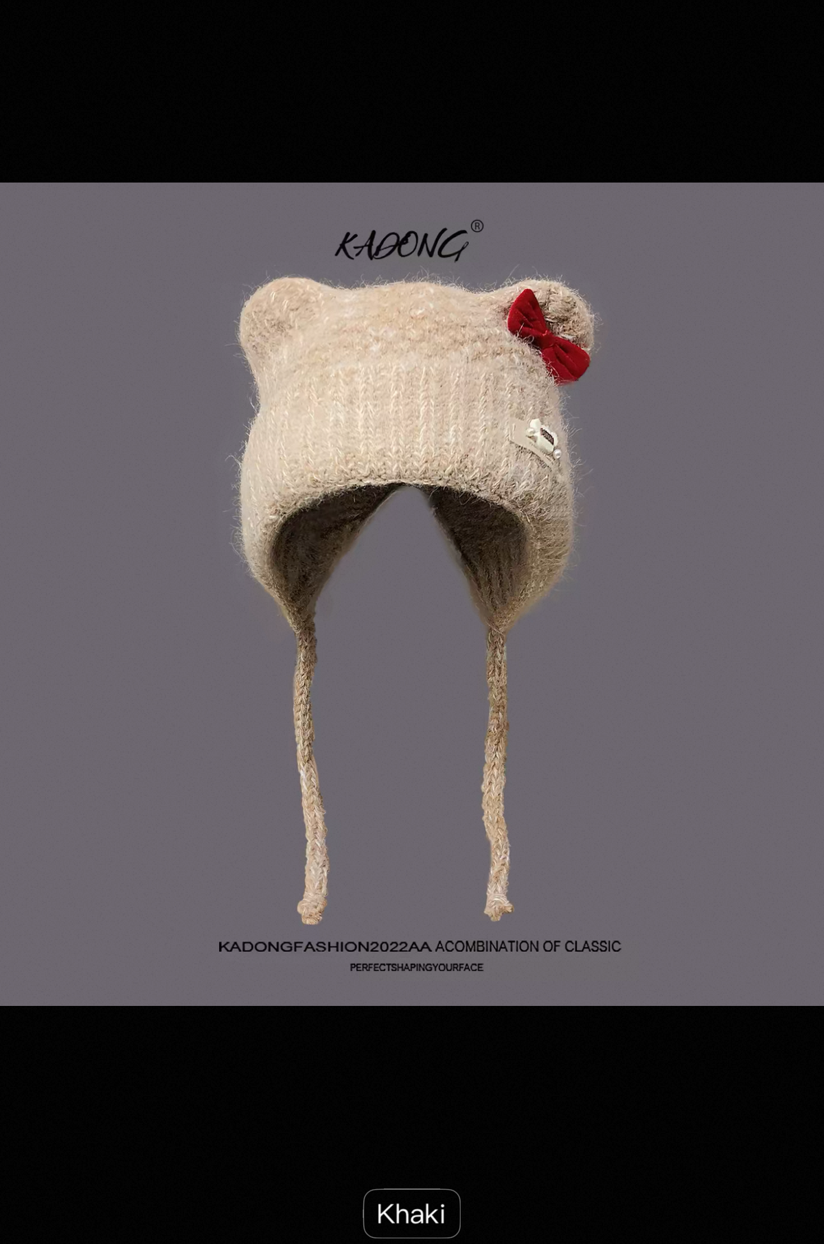 Cute Bear Ear Bow Knitted Plush Hat
