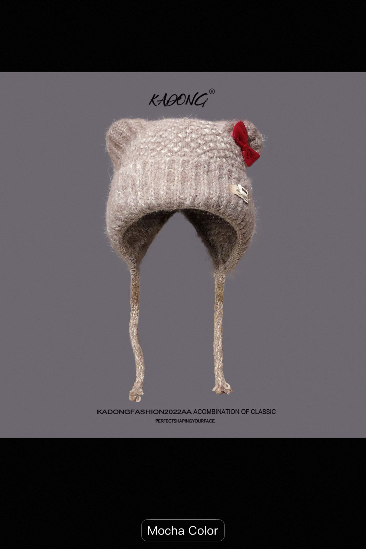 Cute Bear Ear Bow Knitted Plush Hat